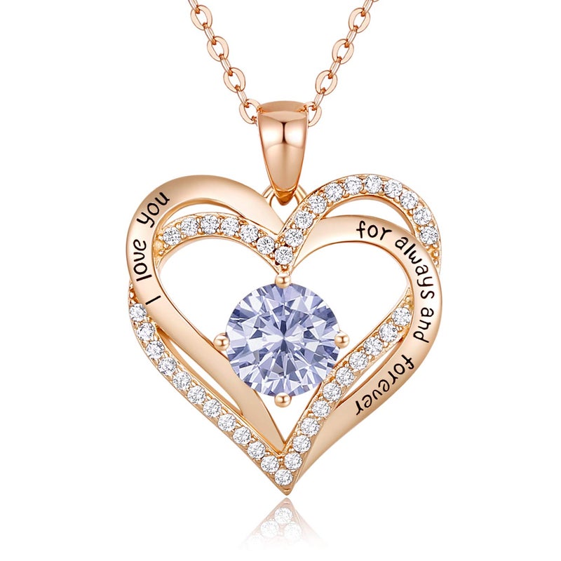 CDE Forever Love Heart Necklaces for Women, Wedding Anniversary, Birthday Mothers Day Gifts for Mom, Mother, Wife, Girlfriend, S925 Silver Jewelry with Birthstone Pendant - Image 1